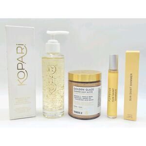 Kopari Aura 24K Body Oil, Truly Golden Glaze Butter, Pinrose Sun St Shimmer